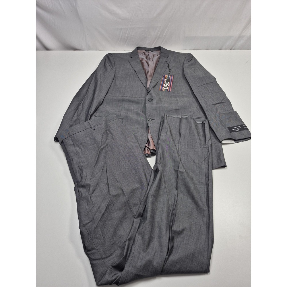 Emilio Ciro Suit Mens 46 Long Gray Wool Turbo 160 2 Piece 40x36 NWT Italy